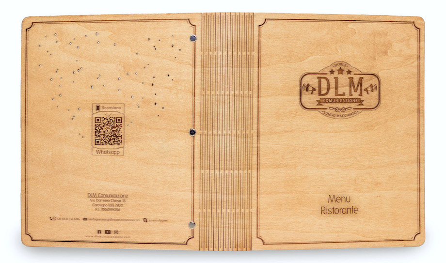 e-Commerce Menu di Legno inciso a Laser DLM Comunicazione
